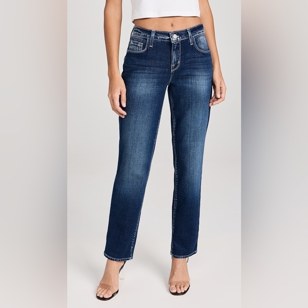 L'agence Marjorie Mr. Slouch Slim Straight Mid Rise‎ In Carson Blue Size 25
